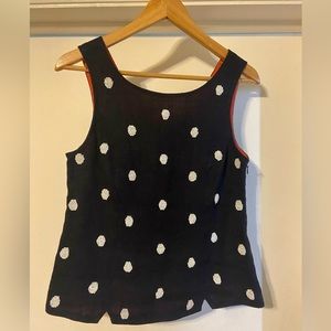 Navy linen tank with beads. Odille from Anthropologie size 8